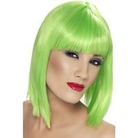 Short Neon Green Ladies Blunt Glam Wig With Fringe