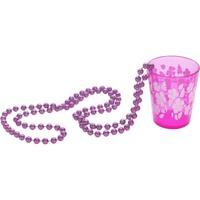 shot glass on beads hot pink