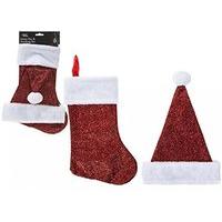 shiny santa hat stocking set