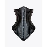 shaperdiva womens body shaper leather underbust corset double steel bo ...