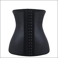 Shaperdiva Women\'s Black Slim Smooth Latex 4 Steel Boned Corset 3 Hook and Eye Closure Waist Trainning