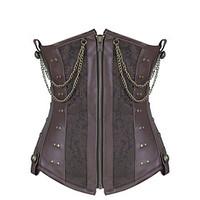 Shaperdiva Women Leather 8 Steel Boned Waist Cincher Gothic Steampunk Corset