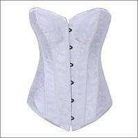 Shaperdiva Women\'s White Waist Training Corset Top Lace Up Overbust Waist Cincher