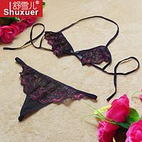 Shuxuer Women Cotton/Lace Ultra Sexy Bras And T-back