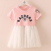 Short-sleeved Patchwork Children\'s Princess Dress Children\'s Wear Clothes Summer 2017 Girls Baby Vest Dress Skirt Short Sleeve