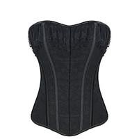 Shaperdiva Women Black Vintage Lace Bustier Overbust Corset Tops