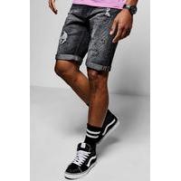 Shorts With Turn Up And Distressing - black