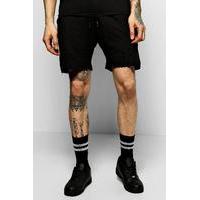 Shorts With Distressing & Raw Edges - black