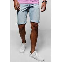 shorts with turn up and distressing denim blue