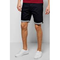 Shorts With Stripe Turn Up - navy