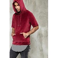 short sleeve velour hoodie