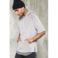 short sleeve velour hoodie