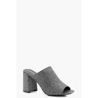 Shimmer Flared Heel Mule - pewter