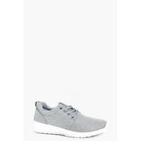 Shimmer Fabric Lace Up Trainer - silver