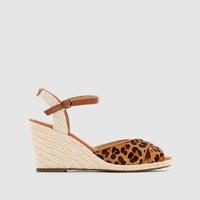 shark pony leopard print wedge sandals