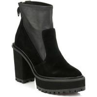 shellys london shellys womens black bidocchio leather suede heeled sho ...