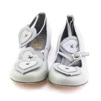 Shellys, size 4/37 grey pumps with felt and leather hearts