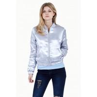 SHINY SATIN BOMBER JACKET