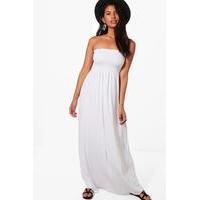 Shirred Bandeau Maxi Dress - white