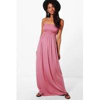 Shirred Bandeau Maxi Dress - rose