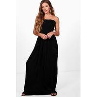 Shirred Bandeau Maxi Dress - black