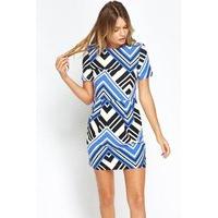 Short Sleeves Geo Multi Shift Dress