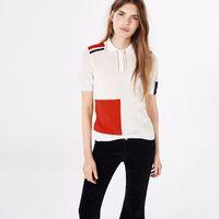 Short-sleeved Varsity Polo Shirt - Eggshell