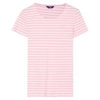 short sleeved striped rib crewneck tee bright pink