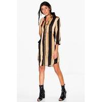 Sheer Stripe Shirt Dress - multi