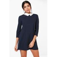 Shirt Collar Dress - navy