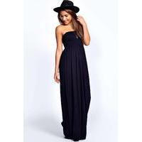 Shirred Bandeau Maxi Dress - navy