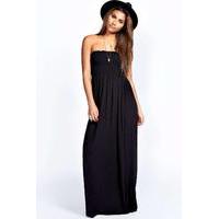 Shirred Bandeau Maxi Dress - black