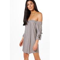 Shoulder Jersey Dress - grey