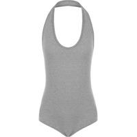 sheree basic halterneck backless bodysuit grey