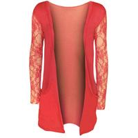 Sheila Open Lace Detail Cardigan - Coral