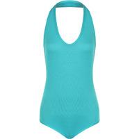 sheree basic halterneck backless bodysuit turquoise