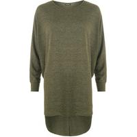 shelly knitted dip hem baggy top green