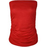 Shayna Plain Ruched Bandeau Top - Red