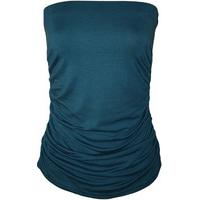 shayna plain ruched bandeau top teal