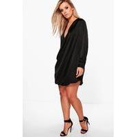 Shuana Satin Wrap Dress - black