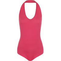 sheree basic halterneck backless bodysuit cerise