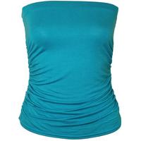 Shayna Plain Ruched Bandeau Top - Turquoise