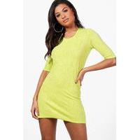 Short Sleeve Shift Dress - lime