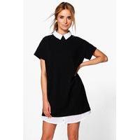 Shirt Collar Tailored Dress - black