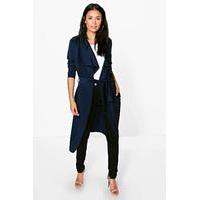 Shawl Collar Belted Duster - navy