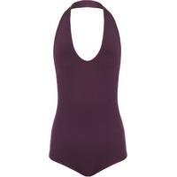 Sheree Basic Halterneck Backless Bodysuit - Purple