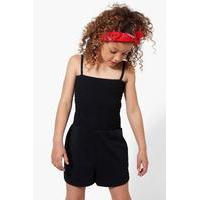 shirred strappy playsuit black