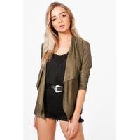 short waterfall suedette jacket khaki