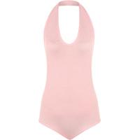 Sheree Basic Halterneck Backless Bodysuit - Pink