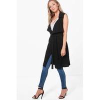 Shawl Collar Belted Duster - black